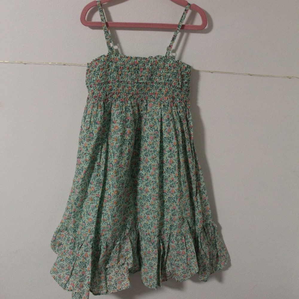 Light Green Floral Gap Dress Size S(6-7)